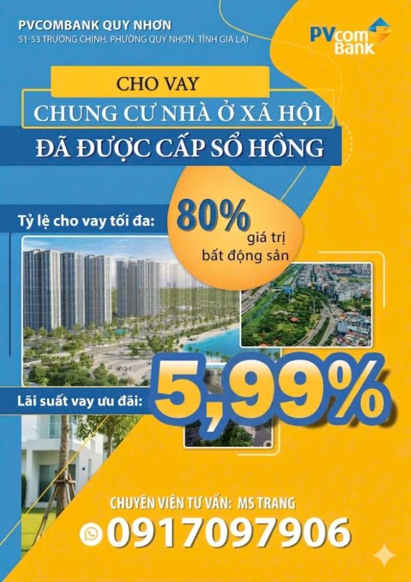 Pvcombank Quy Nhơn Cho Vay Chung Cư Nhà Ở Xã Hội Đã Có Sổ Hồng
